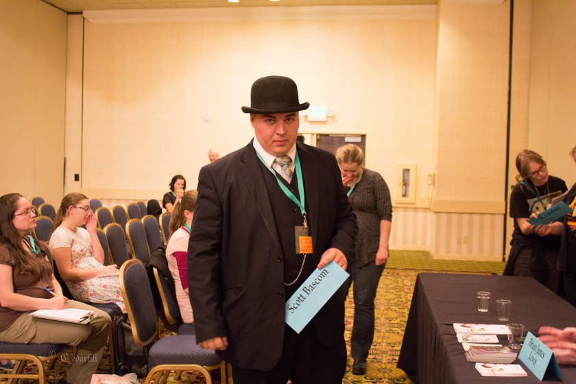 Toad, the dapper man about the con. 